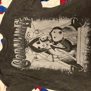 Laika Coraline Graphic Tee in Washed Black with White Print